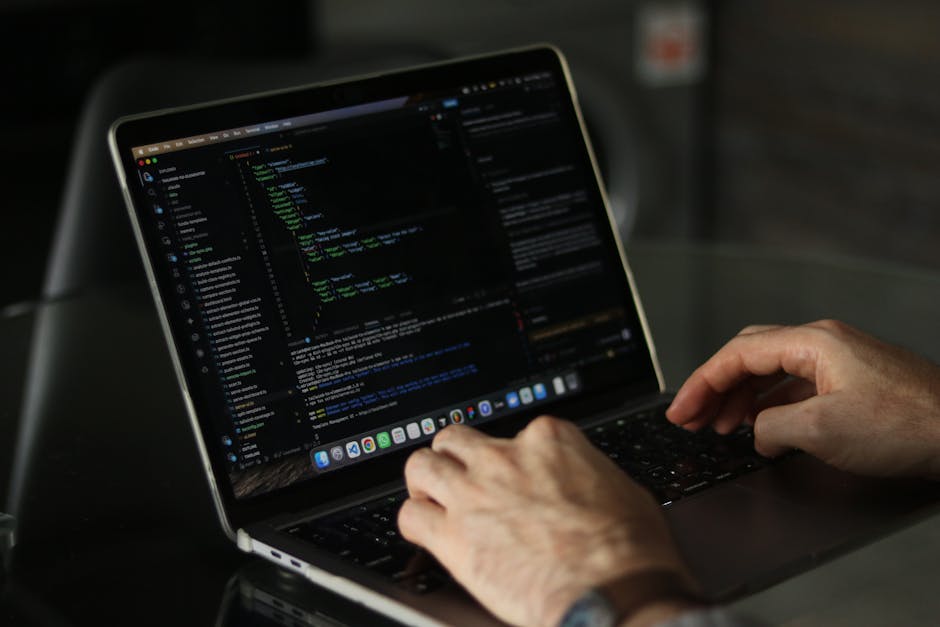 A close-up image shows a person holding a small, rectangular sticker in the foreground, which features a stylized black and white Wi-Fi signal icon alongside the words 'full-stack developer' in bold b